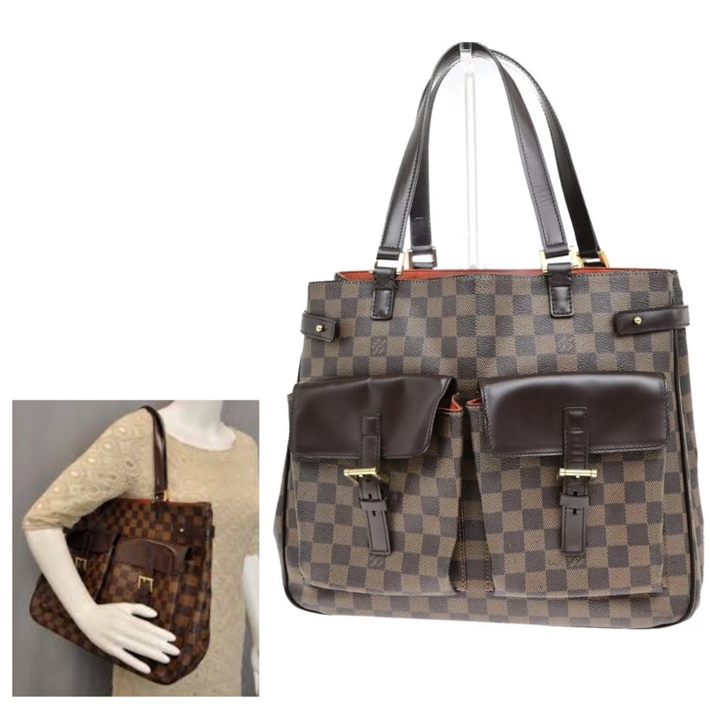 Louis Vuitton Brown and Black Shoulder Bag with Damier Pattern Large Tote